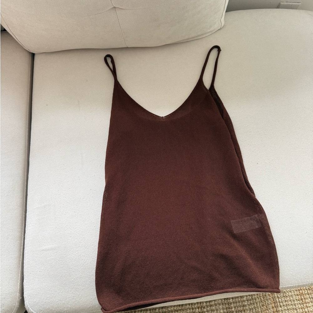 Zara Chocolate Brown V-Neck Spaghetti Strap Camisole